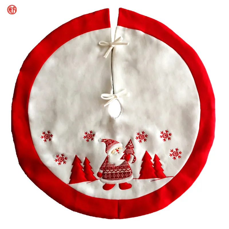 2018 high quality embroidered Christmas tree skirt Santa Claus red