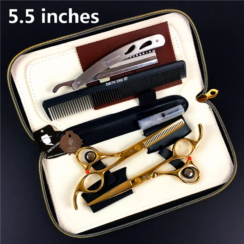 Набор Профессиональных Ножниц Для Волос SMITH CHU 5,5/6,0 дюйма, радужные прямые и филировочные ножницы, парикмахерские ножницы+ бритва+ расческа+ комплекты