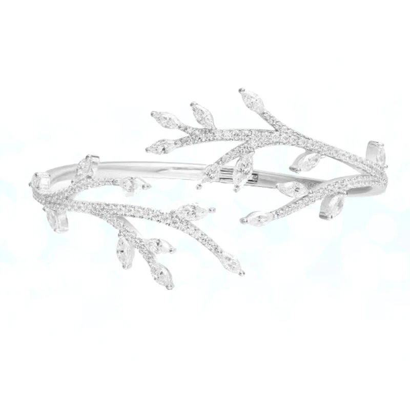 

S925 pure silver ms ms America and Europe pop open the leaves leaves zircon bracelets Monaco brand jewelry gifts