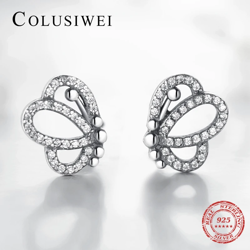 

Colusiwei Luxury Exquisite CZ Jewelry Genuine 925 Sterling Silver Four Leaf Clover Charm Flower Stud Earrings For Women Gift