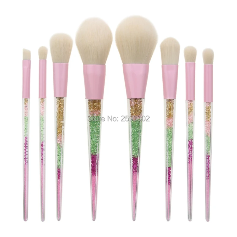 

New 8 Pcs Set Makeup Brushes Rainbow Diamond Handle Make Up Brushes Fiber Brush Set Foundation Eyeshadow Powder Brushes Tool