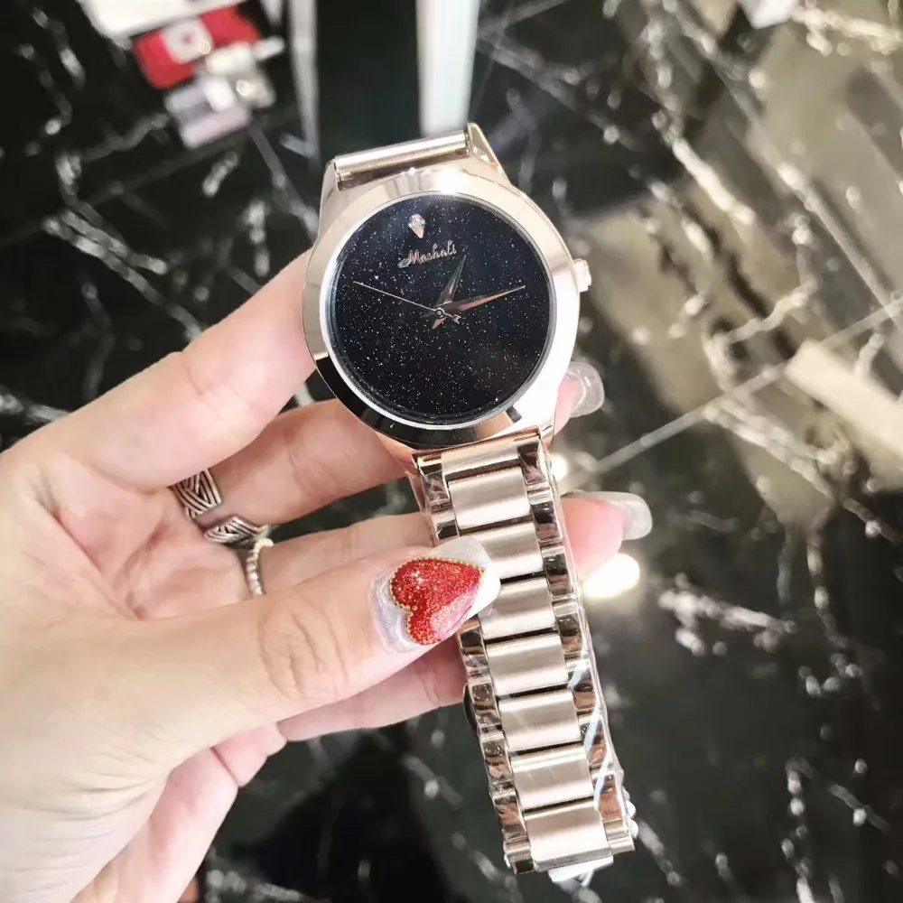 Новые простые Модные женские нейтральные часы MASHALI с блестящим циферблатом