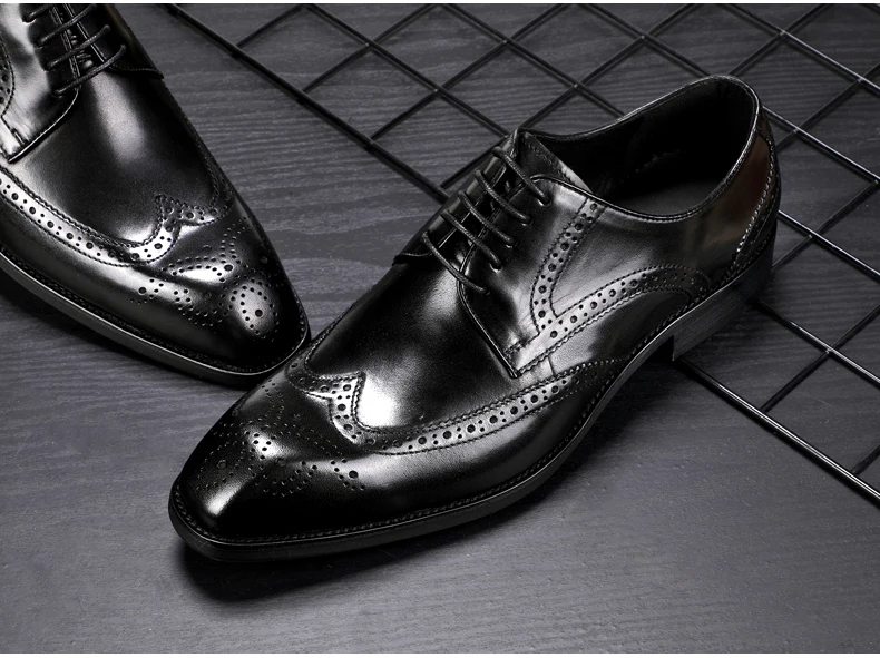 Men's Leather Casual Shoe Mens Genuine Leather Oxfords Shoe Office Casual Leather Shoes Men Brogue Lace-up Oxford Shoes For Men (5)