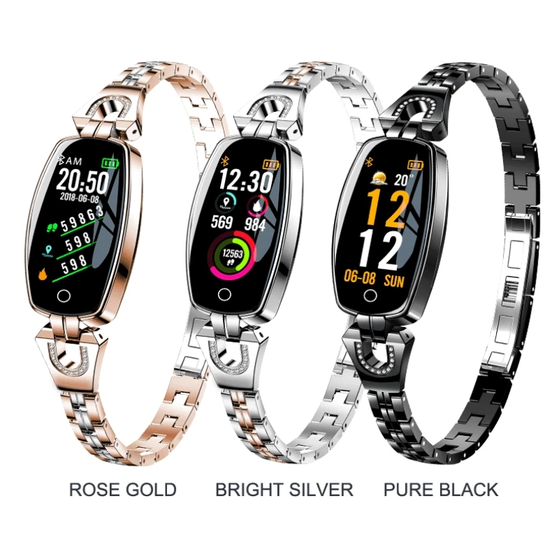 Women Bracelet Lady Fashion Smart Wristband Blood Pressure Heart Rate Monitor Fitness Tracker IP67 Smart Female watch Clock H8
