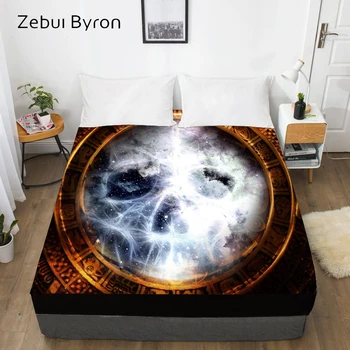 

Fitted Sheet 150/180/200/160x200cm,3D HD Digital Print Custom Bed Sheet With Elastic,Mattress Cover Magic skull,drop ship