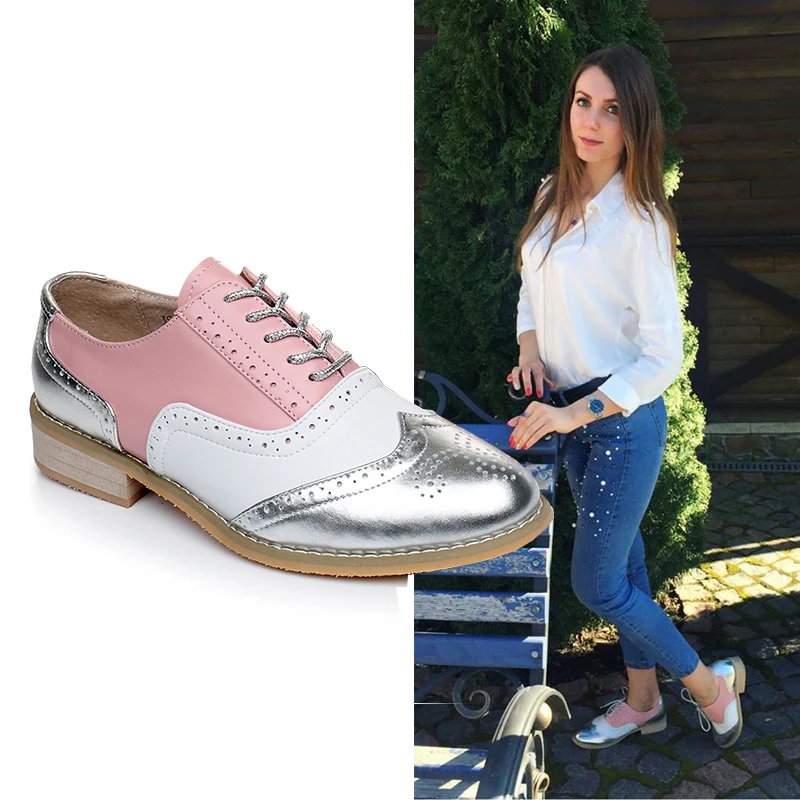 US $36.32 Women Oxford Spring Shoes Genuine Leather Loafers For Woman Sneakers Female Oxfords Ladies Single Shoes Strap Summer Shoes