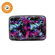 BONAMIE New Aluminium RFID Blocking Wallet Men Women Metal Credit Card Holder Hasp Waterproof Business ID Holder Box Leaf Prints BONAMIE New Aluminium RFID Blocking Wallet Men Women Metal Credit Card Holder Hasp Waterproof Business ID Holder Box Leaf Prints