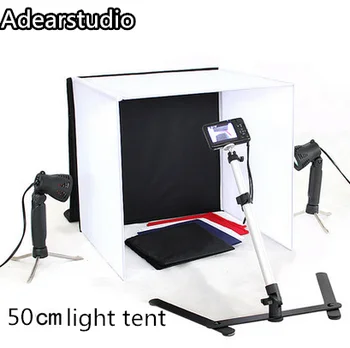 

4 Colors Backdrops 50W Halogen Lamps Copy Stand 50cm Photo Studio Photography Square Light Tent kit CD50