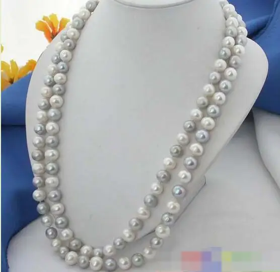 

song voge gem nanJ2136 WHITE GRAY ROUND FRESHWATER PEARL NECKLACE
