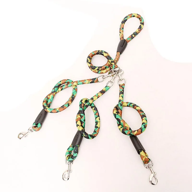 Hand Free Double Dog Leash Coupler Dual Nylon Walking Lead for Two Dogs