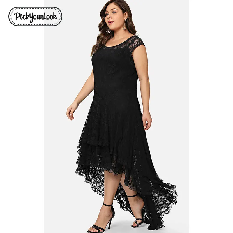 Pickyourlook кружевное женское платье макси плюс размер летнее черное сексуальное Клубное платье с низким вырезом на спине Robe Femme свадебное вечернее платье больших размеров Vestidos