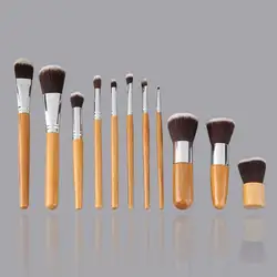 11 шт. набор кистей для макияжа с тканевой сумкой Comestic Eyeshadow Foundation Кисти деревянная ручка бамбук с сумкой косметические аксессуары
