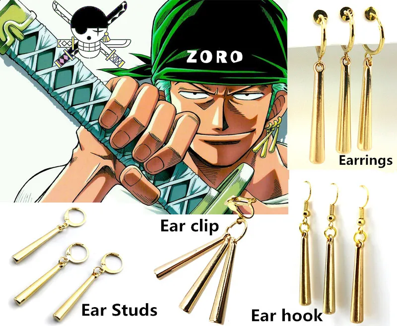 

Hot Anime ONE PIECE Cosplay Cosplay Costume Accessories Roronoa Zoro Earrings/Ear Clip/Ear Studs/Ear Hook Metal Pendant A pair