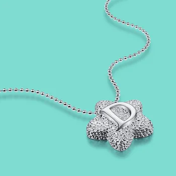 

Woman 925 sterling silver necklace new letter pendant necklaces concise style 0.25cm thick Round beads necklace A birthday gifts