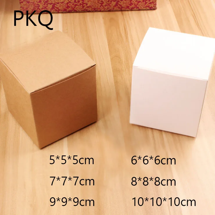 50pcs/lot 6 Sizes Brown Carton Kraft Paper square paper Box,small white cardboard paper packaging box,Craft Gift Paper box 6.25