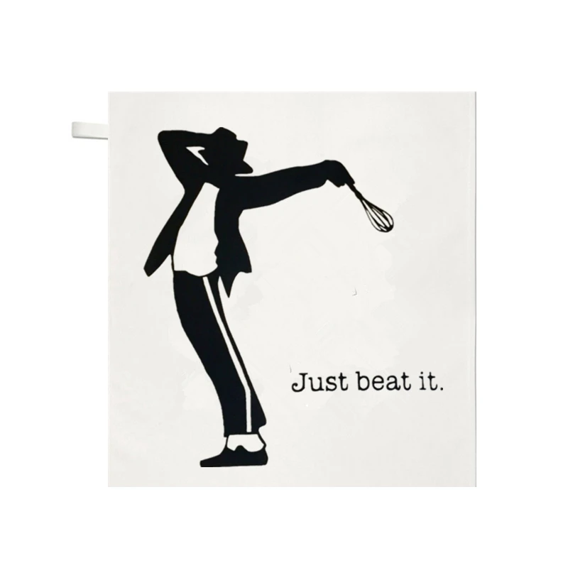 Just Beat It Забавный Майкл Джексон "Just Beat It" кухонное полотенце для чая Новинка Майкл Джексон Силуэт рождественские подарки на день рождения для шеф-повара 35X75 - Color: Just Beat It
