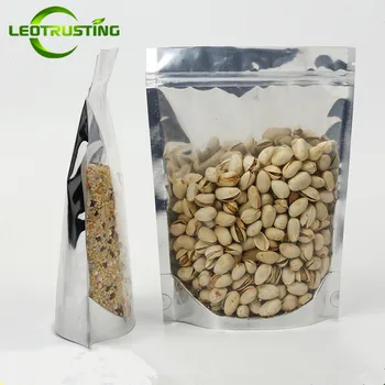 

Leotrusting 50pcs Stand up One Side Clear Foil Ziplock Bag Plastic Gift Packaging Bag Wedding Party Toys Snack Coffee Gift Pouch