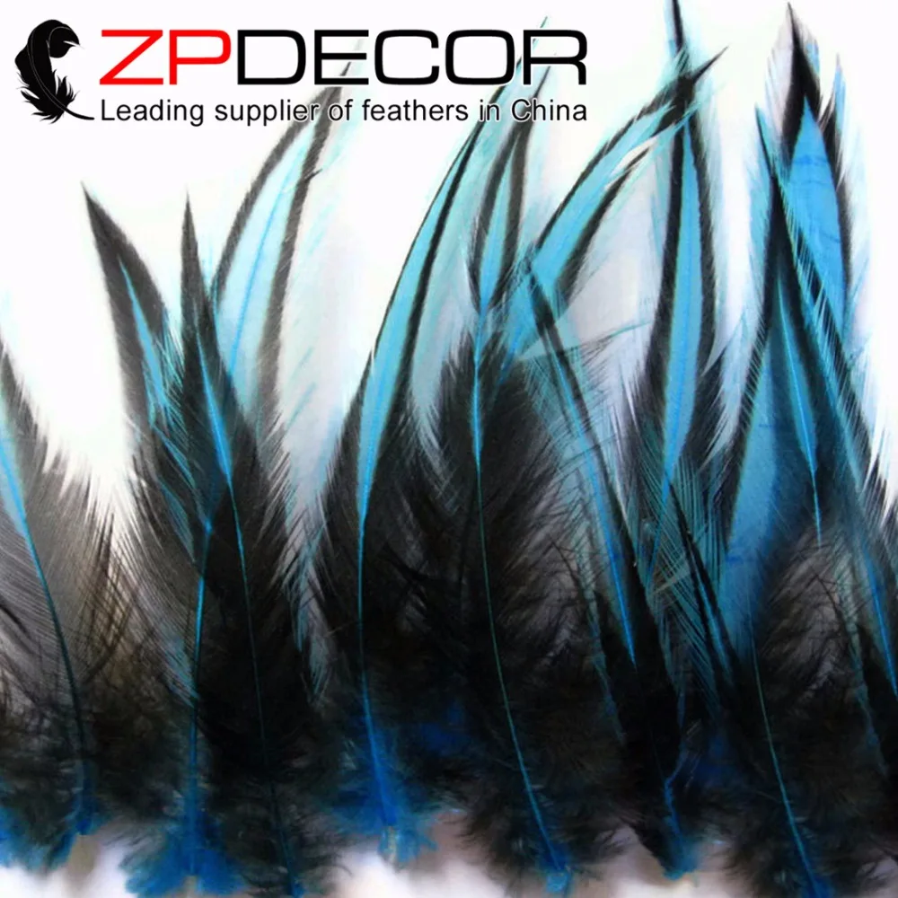ZPDECOR Unique Feathers 100pcs/lot 10-15cm(4-6inch) Dyed Turquoise Blue Clean Tidy Lace long Rooster Cape for Fishing | Дом и сад
