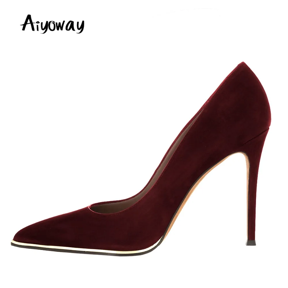 

Aiyoway Elegant Women Shoes Metal Decorated Pointed Toe Thin Heels High Heel Pumps Autumn Spring Party Wedding Shoes Slip-On