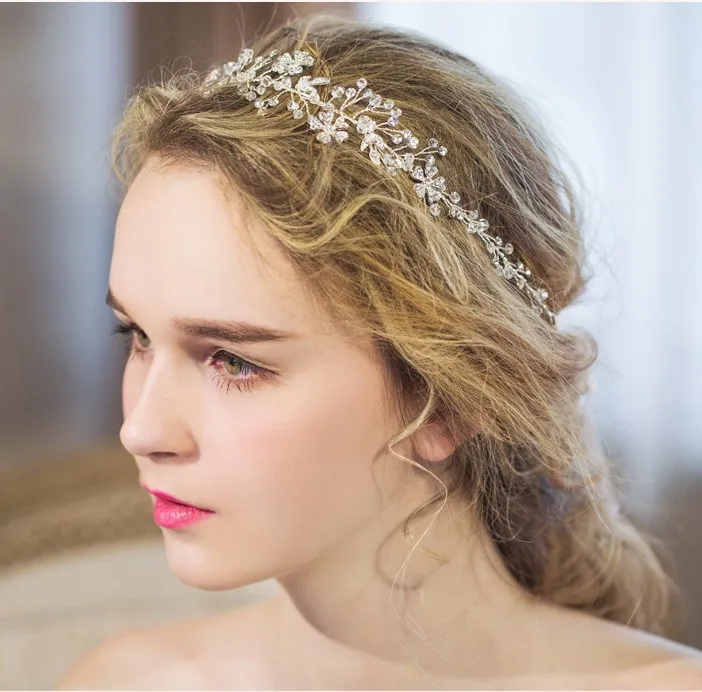 Shine Silver Rhinestone Bridal Hair Vine Jewelry Handmade Wedding Headband font b Accessories b font font