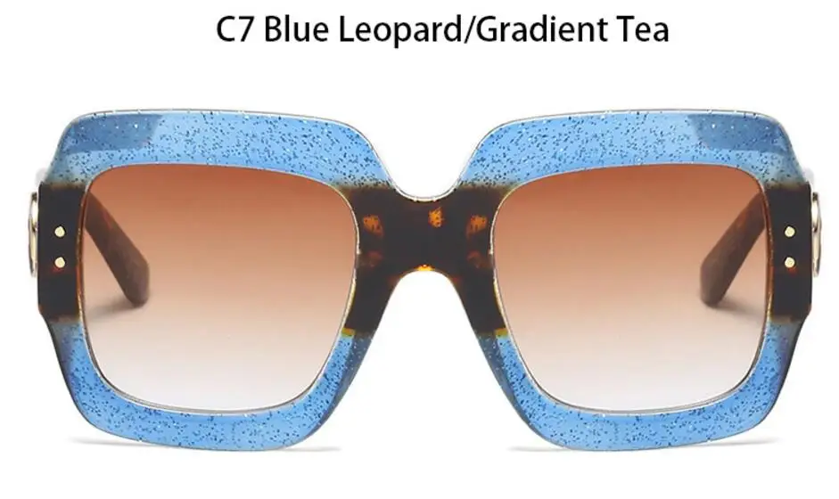C7 gradient tea Модные квадратные солнцезащитные очки больших размеров оттенков, роскошные брендовые дизайнерские женские красные зеленые солнцезащитные очки, женские трендовые летние очки - Цвет линз: C7 gradient tea