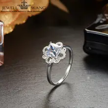 Ювелирные кольца с муассанитом 1.00ct карат Принцесса 18 к белое золото цветок дизайн обручальное кольцо для женщин алмазная группа набор
