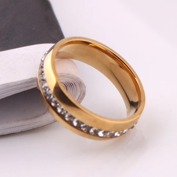 

Wholesale Bulk Lots 25Pcs 316L CZ Inlay Gold Stainless Steel Rings Memorial Wedding Bridal Valentine Fashion Jewelry 17-21MM