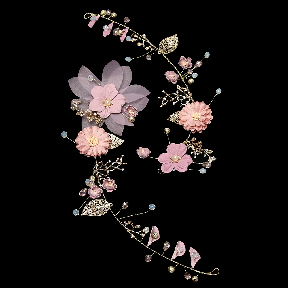 1 Pc Romantic Bride Headwear Head Band Beautiful Wedding Headdress Handmade Purple Flower Tiaras Alloy Hair Accessories | Красота и