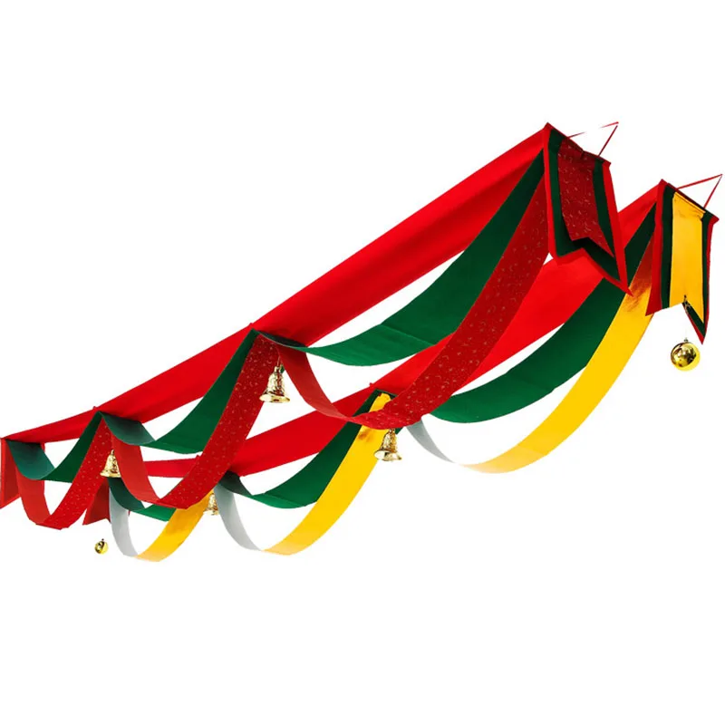 Christmas Decor Banner Three-layer Wave Pull Flag New Year Party Decor Santa Parachute Drop Flags Christmas Pendant Ornaments1