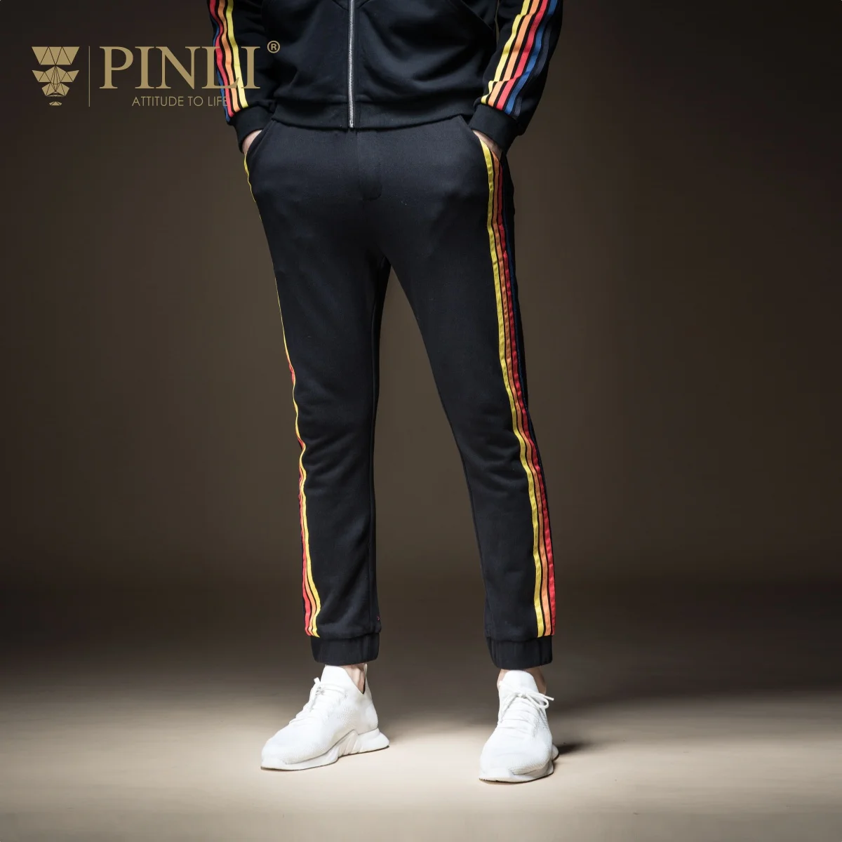 

Pepe Tactical Pants Mid Men Pinli Product Made Fall New Men's Cultivate Morality Leisure Foot Trousers B183117504 Stripe Beam