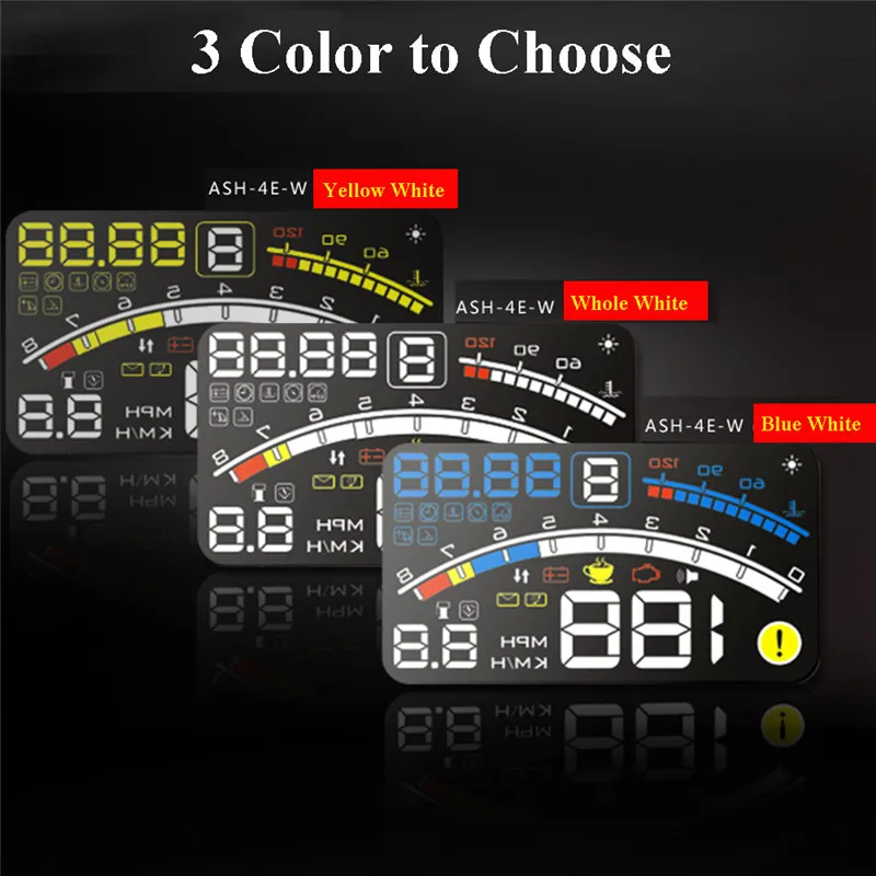 4E 5," дисплей на лобовое стекло HUD OBD II EOBD проектор самоадаптивное автомобильное топливо и т Предупреждение Д. Отображение параметров предупреждение о превышении скорости