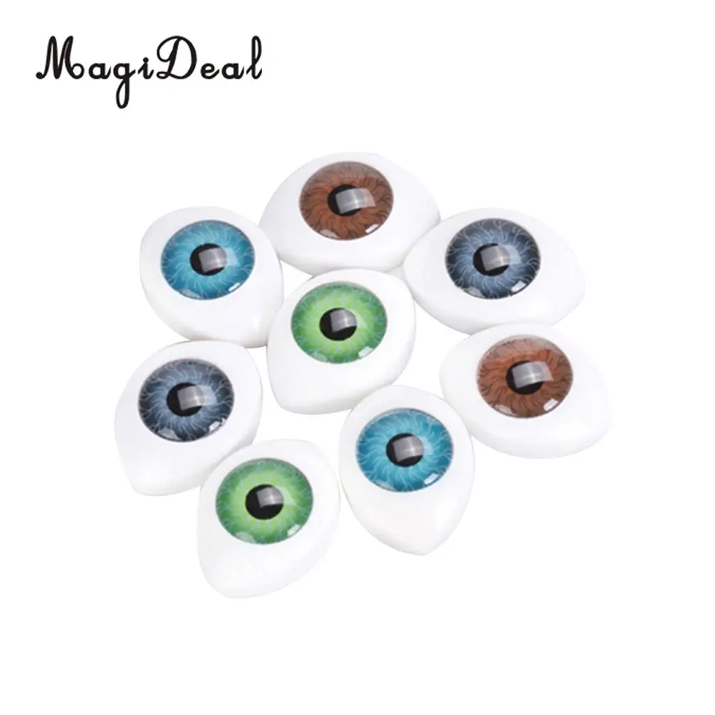 MagiDeal 4 Color 8Pcs Plastic Oval Hollow Back Plastic Eyes for Doll Animal Puppet Mask DIY Craft Toys Accessory 8mm