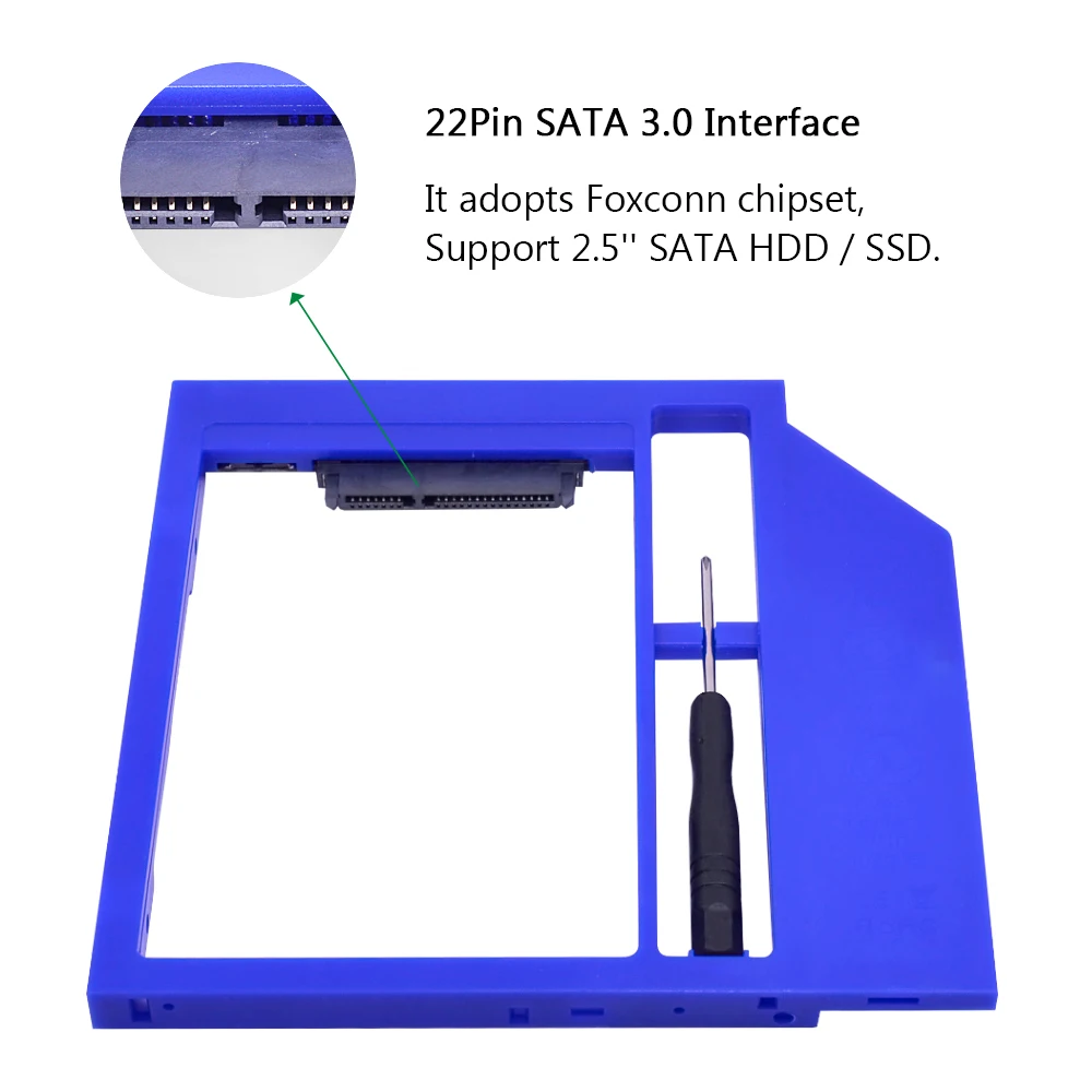 CHIPAL Foxconn чип SATA 3,0 2nd HDD Caddy 9 мм 9,5 мм для 2," 2 T SSD чехол Корпус жесткого диска для ноутбука CD-ROM Optibay