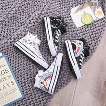 Best Price Girls Fashion Children Canvas Shoes Lovely Unicorn Printed Pattern High Top Girls Black White Girl Sneakers Star Rainbow C07212 Best Price Girls Fashion Children Canvas Shoes Lovely Unicorn Printed Pattern High Top Girls Black White Girl Sneakers Star Rainbow C07212