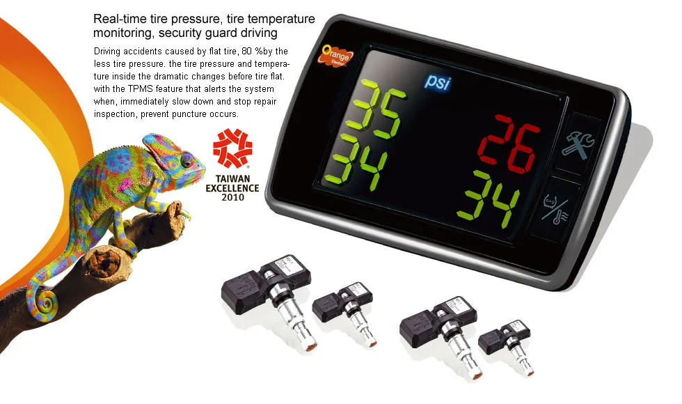 Orange TPMS P409S Universal TPMS Wheel Tire Air Pressure Monitor 4