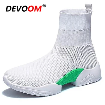 

High Top Women Shoes 2019 Spring Socks Sneakers Women Flyknit Sports Shoes Woman Breathable Running Shoes jogging Training Schuh