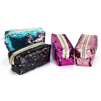 

Sequins Cosmetic Bag Makeup Pouch Portable Toiletry Organizer Bag Travel Zipper Beauty Case Necessaries Storage Bag