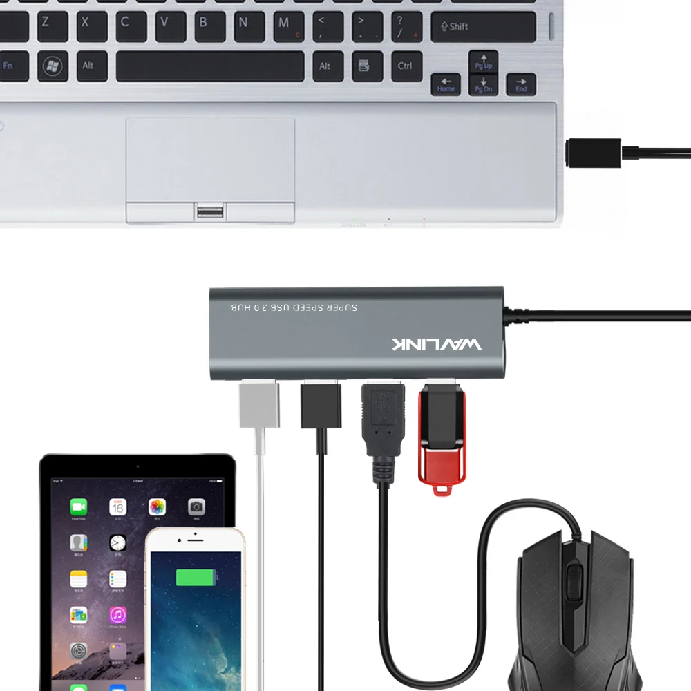 Wavlink Алюминиевый USB 3,1 type C на 4 порта USB 3,0 высокоскоростной USB C концентратор Поддержка скорости передачи данных до 5 Гбит/с для ноутбука MacBook Pro