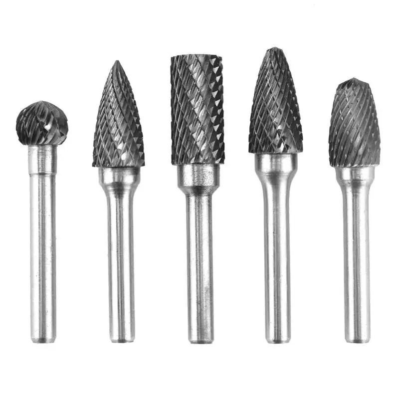 

5PCS/set 12mm Head Tungsten Carbide Rotary Point Burr Die Grinder Bit 6mm Shank Milling Cutter Abrasive Tools