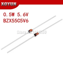 100 шт 0,5 W 5,6 V BZX55C5V6 1/2 W DO-35 зенеровские диоды для подавления переходных скачков напряжения