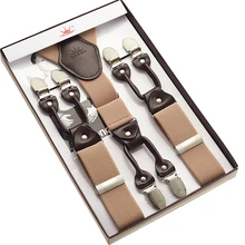 Напрямую с фабрики поставка подтяжки хаки 6 зажимы подвески для мужчин