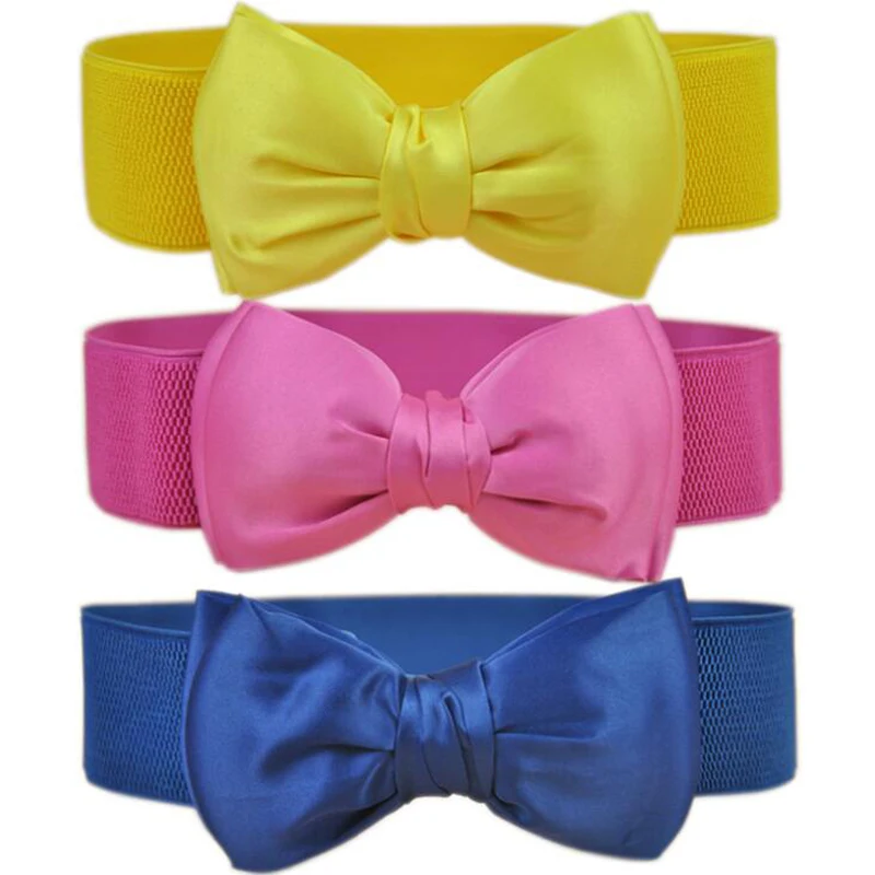 

Fashion chiffon bow girdle women wide 6cm belt elastic decorative belt