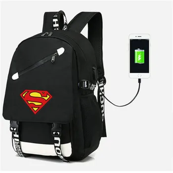 

Superman Iron Man Hero Backpack USB Port Bag Travel School Bag USB Fashion teenagers Casual Laptop bag
