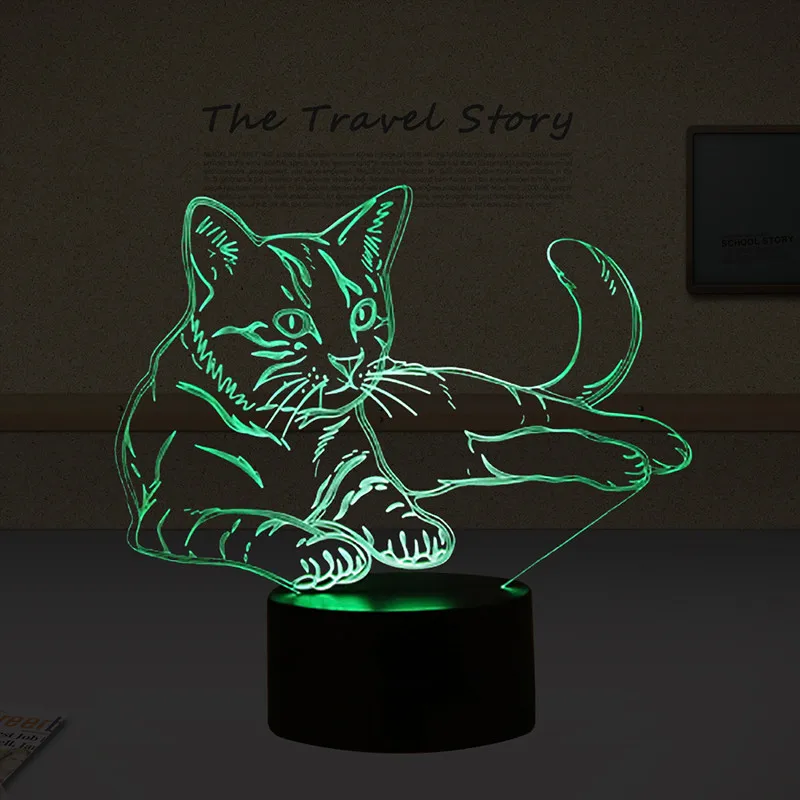 BDBQBL Прекрасный 3D Кот светодиодный ночник 3D иллюзия креативный праздничный ночной Светильник USB пульт дистанционного управления сенсорный стол для спальни кабинет ночной Светильник