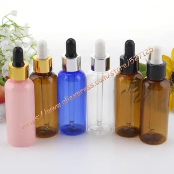 

50ml pretty colors PET mini/samples bottle with aluminum ring+bulb dropper lid,essential oil PET bottle.cosmetic container