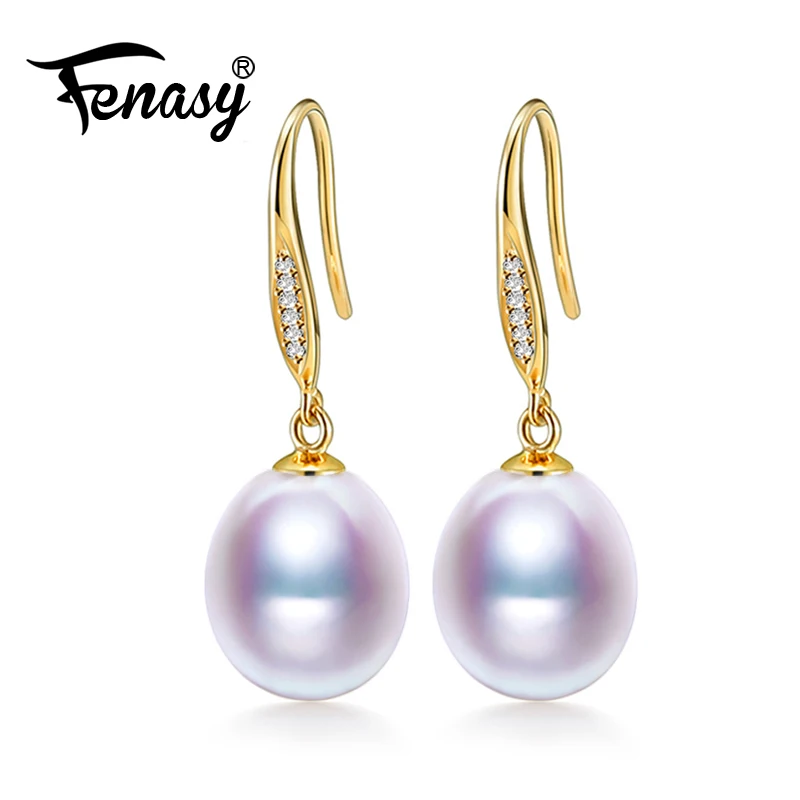 FENASY 18K Gold earrings pearl Jewelry ,Pearl classic 18k yellow gold stud earrings for women gift box long earrings for love FENASY 18K Gold earrings pearl Jewelry ,Pearl classic 18k yellow gold stud earrings for women gift box long earrings for love