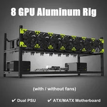 Professional 8 GPU Mining Machine Case Mining Rig Aluminum Stackable Case Open Air Miner Frame Open Air Frame Supply With 7 Fans