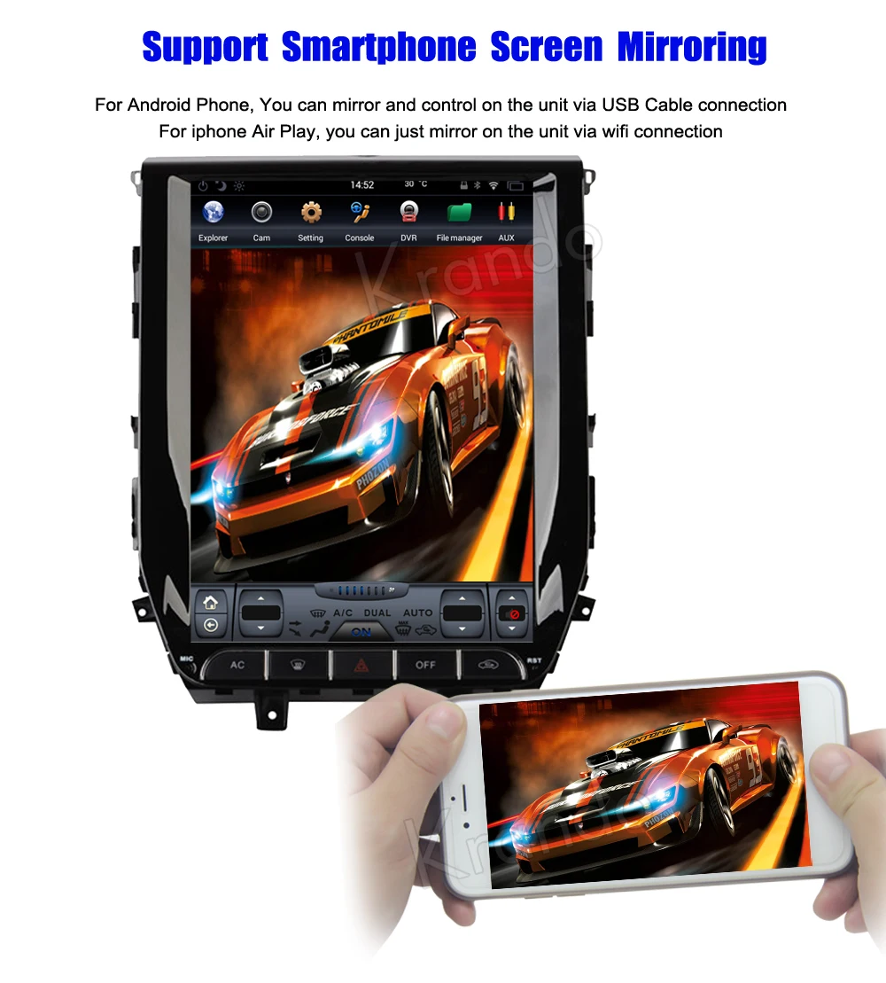 Best Krando Android 8.1 12.1" Vertical screen car audio radio player for Toyota Land Cruiser 2016+ GPS navigation with bluetooth 4