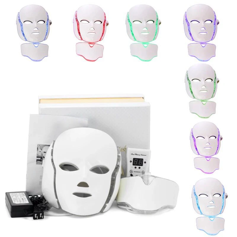 7 цветов светодиодный светодиодная маска для лица и шеи омоложение кожи электрическая Антивозрастная маска для лица
