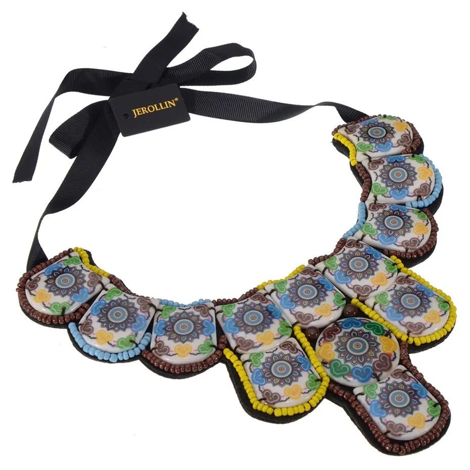 JEROLLIN, Женские Ювелирные изделия, этническое массивное ожерелье с подвеской, веревка, цепь, полимерные бусы, колье ручной работы, collares de moda
